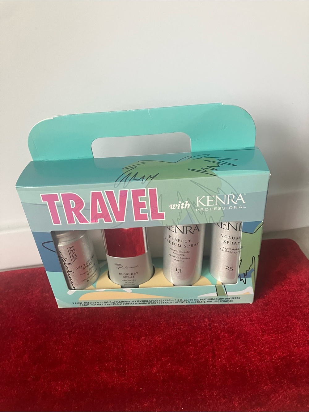 New Travel With Kenra Professional Set 4 Pc Hair Spray Styling Gift Box Kit